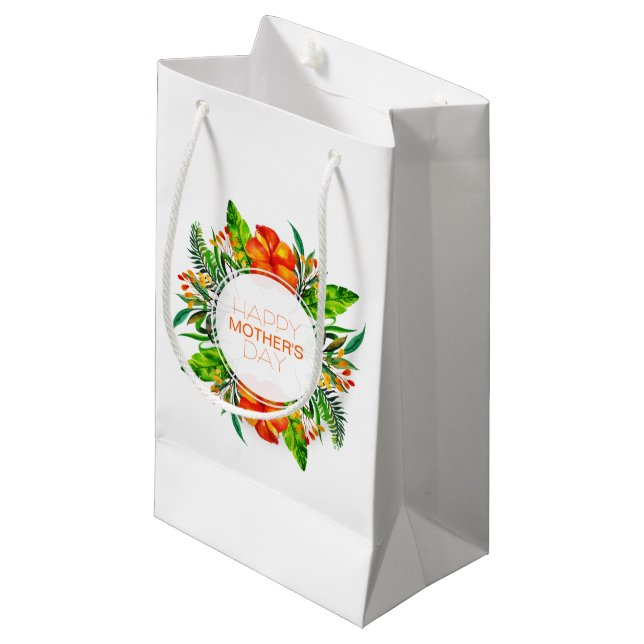 Tropischer floraler Muttertag | Geschenktasche Kleine Geschenktüte (Vorderseite Schrägansicht)