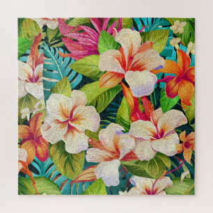 Tropischer floraler Ölmalstil Puzzle