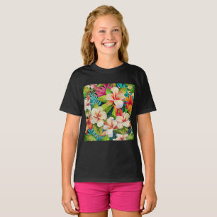 Tropischer floraler Ölmalstil T-Shirt