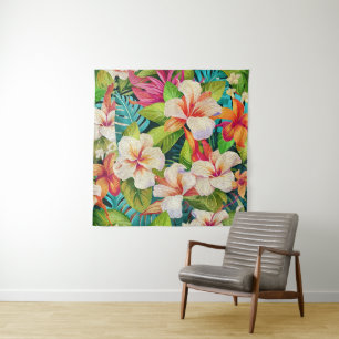 Tropischer floraler Ölmalstil Wandteppich