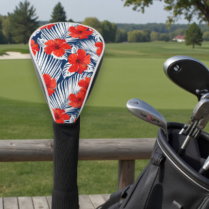 Tropischer Foliage Roter Hibiskus Golf Headcover