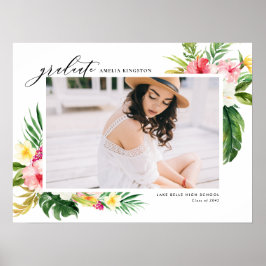 Tropischer Foto-Abschluss für tropische Aquarellen Poster