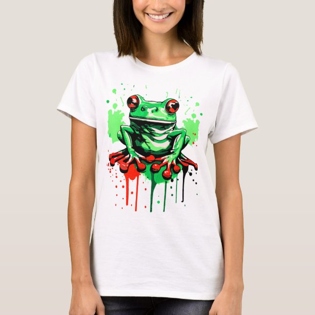 Tropischer Frosch - farbenfroher Froschprinz T-Shirt (Vorderseite)