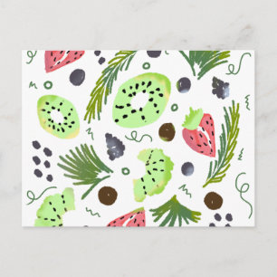 Tropischer Frucht-Salat Erdbeeren Kiwi Beere Postkarte