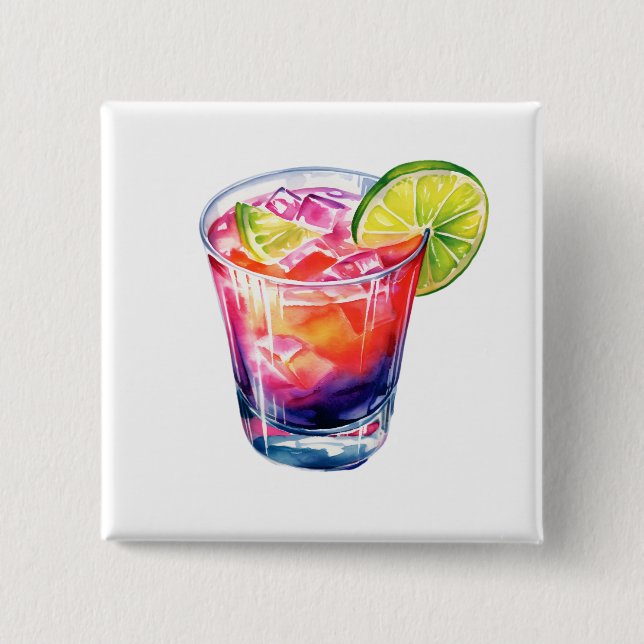 Tropischer Fruchtcocktail Button (Vorderseite)