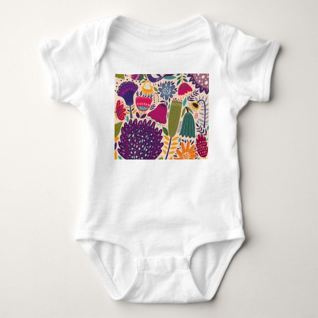 Tropischer Garten: Frühlingsmuster Sammlung. Baby Strampler (Vorderseite)