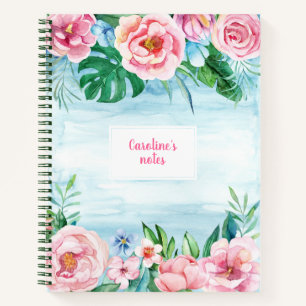 Tropischer Garten Niedlich Pink Blauer Garten Wass Notizbuch
