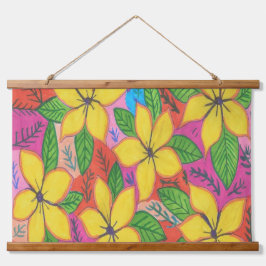 Tropischer Garten Plumeria Wandteppich Mit Holzrahmen