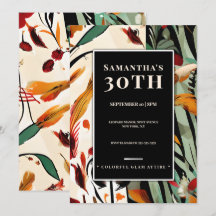 Tropischer Glam 30. Geburtstag Moderne Feste Farbe