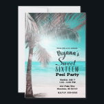 Tropischer Glam Pink Aqua Blue Beach Palm Sweet 16 Einladung<br><div class="desc">Anpassen für jedes Ereignis.</div>