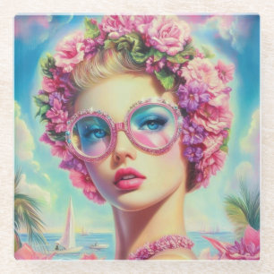 Tropischer Glamour Queen Glasuntersetzer