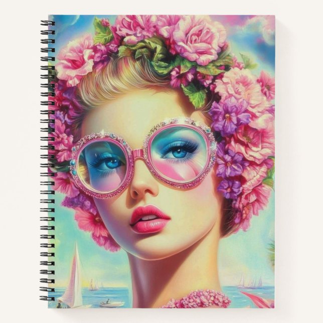 Tropischer Glamour Queen Notizbuch (Vorderseite)