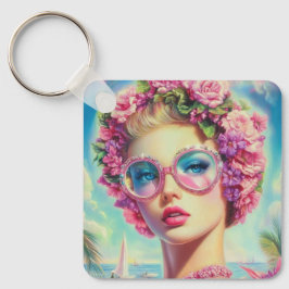 Tropischer Glamour Queen Schlüsselanhänger