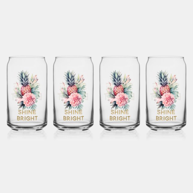 Tropischer Glitzer Shine Ananas Dosenglas (Vorderseite)