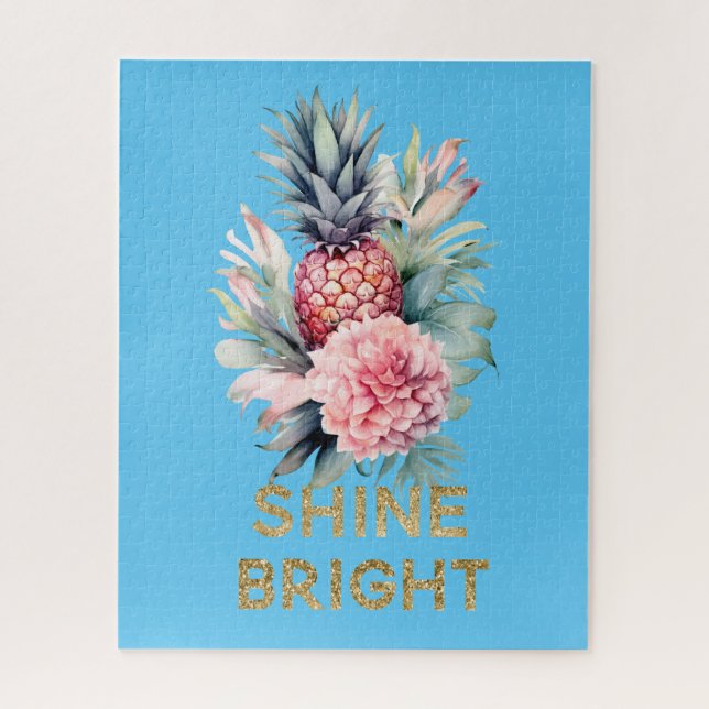 Tropischer Glitzer Shine Ananas Puzzle (Vertikal)