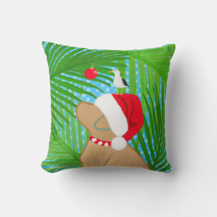 Tropischer Goldener Santa-Möwe-Weihnachten Kissen