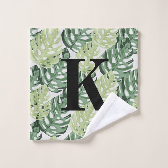 Tropischer Grüner Dschungel Monstera Blätter Muste Waschlappen (Waschlappen)