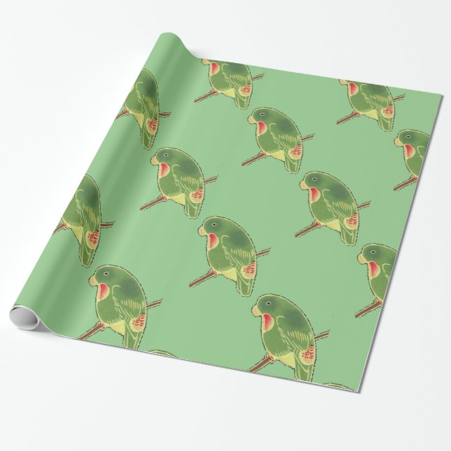 Tropischer grüner Parakeet Thunder_Cove Geschenkpapier (Ungerollt)