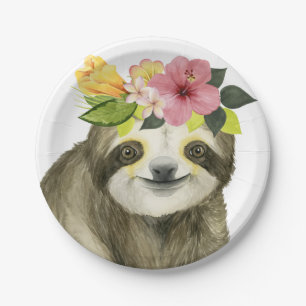 Tropischer Halo  Sweet Sloth Pappteller