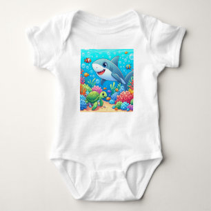 Tropischer/Hawaii bunter Unterwasser-Hai und -Schi Baby Strampler