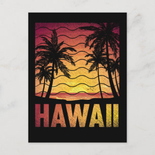Tropischer Hawaii-Sonnenuntergangsstrand Retro Haw Postkarte