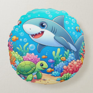 Tropischer/Hawaiianischer farbenfroher Unterwasser Rundes Kissen