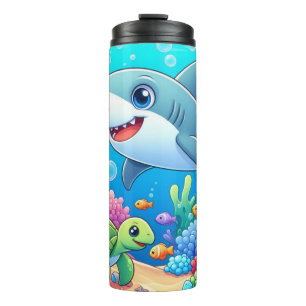 Tropischer/Hawaiianischer farbenfroher Unterwasser Thermosbecher