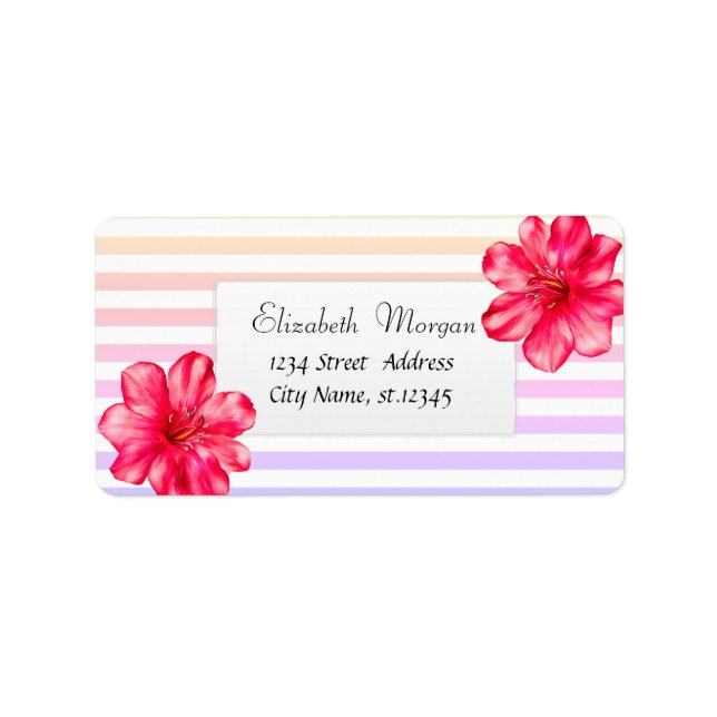 Tropischer hawaiianischer Hibiskus, Streifen Adressaufkleber (Vorne)