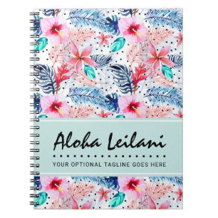 Tropischer hawaiianischer Hibiskus und Palmblättri Notizblock