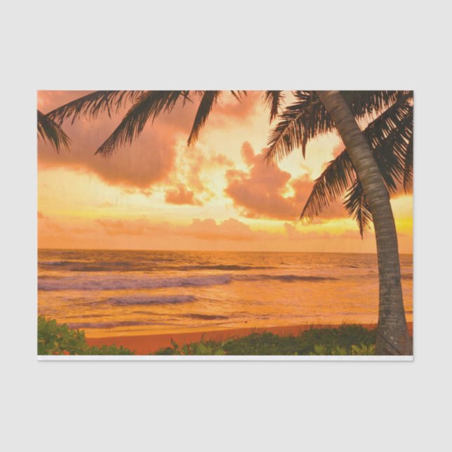Tropischer Hawaiianischer Inselstrand Sunset Seidenpapier (Vorderseite)