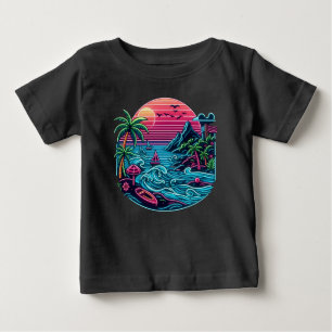 Tropischer/Hawaiianischer Neonstrand Baby T-shirt