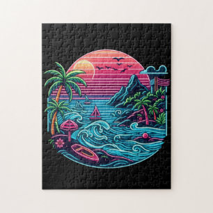 Tropischer/Hawaiianischer Neonstrand Puzzle