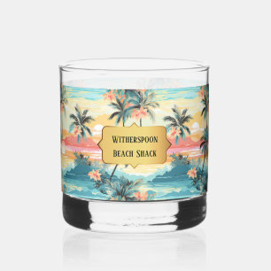 Tropischer hawaiianischer Vintage-Look Strandhaus Whiskyglas