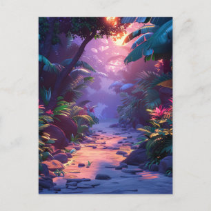 Tropischer hawaiianischer Wanderweg Postkarte