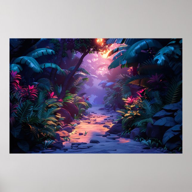 Tropischer Hawaiianwaldweg Poster (Vorne)
