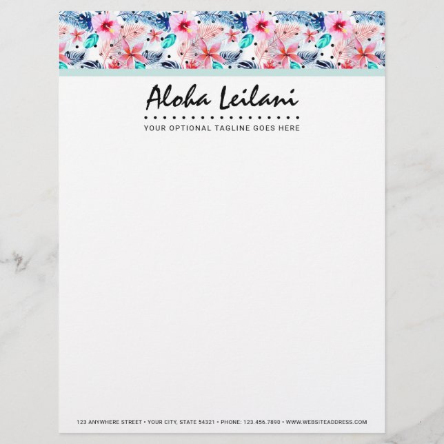 Tropischer hawaiischer Hibiskusu. Briefbogen (Vorderseite)