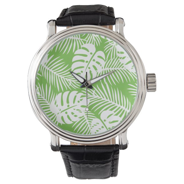 Tropischer Herbst, Sommerblattmuster Armbanduhr (Vorderseite)