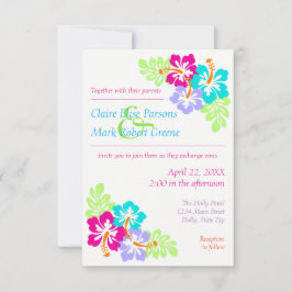 Tropischer Hibiskus - 3x5 Einladung zur Hochzeit