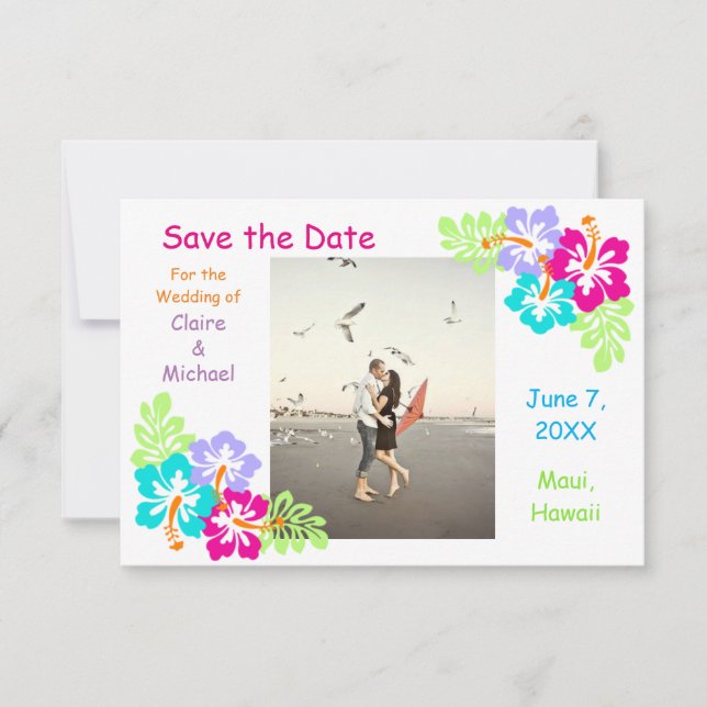 Tropischer Hibiskus - 3x5 Save the Date (Vorderseite)