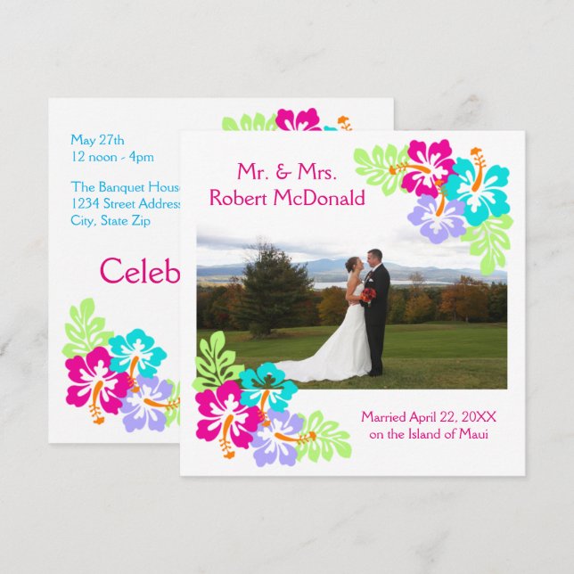 Tropischer Hibiskus - Ankündigung einer Hochzeit (Vorne/Hinten)