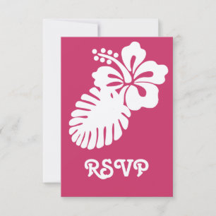 Tropischer Hibiskus auf der Raspberry-RSVP-Karte RSVP Karte