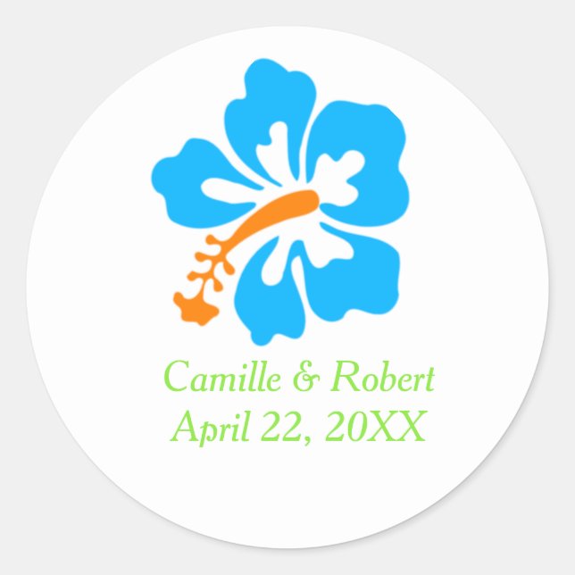 Tropischer Hibiskus - Aufkleber für den Hochzeitkr (Vorderseite)