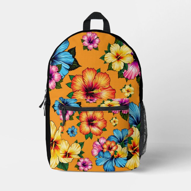 Tropischer Hibiskus Bedruckter Rucksack (Vorderseite)