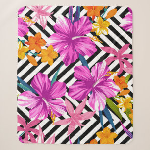 Tropischer Hibiskus, Blätter aus Palmen, geometris Sherpadecke