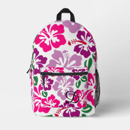 Tropischer Hibiskus Blume hawaii Rosa lila Bedruckter Rucksack