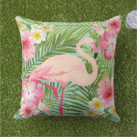 Tropischer Hibiskus Blume mit rosa Flamingo