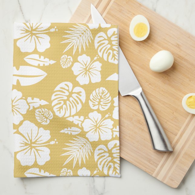 Tropischer Hibiskus Blume Muster Küchentücher (Viertel Falte)