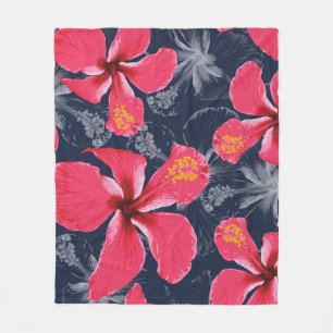 Tropischer Hibiskus Blume Sommerdesign Fleecedecke