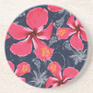 Tropischer Hibiskus Blume Sommerdesign Getränkeuntersetzer