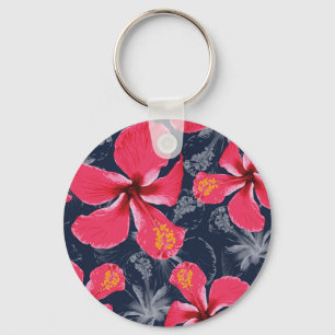 Tropischer Hibiskus Blume Sommerdesign Schlüsselanhänger